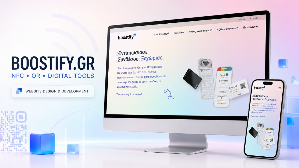 Boostify | Δυναμική Ιστοσελίδα | Ψηφιακά Εργαλεία NFC & QR